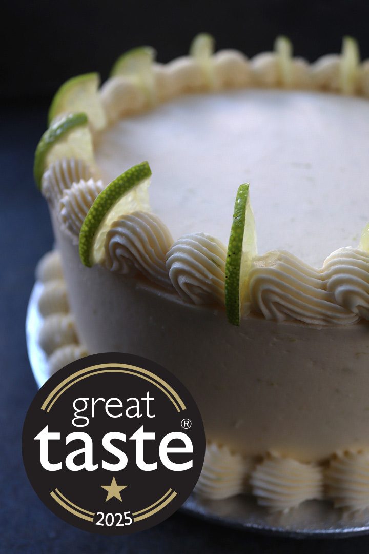 This cake is a tropical delight, and one of my most popular wedding flavours. Warm notes from the coconut contrast with the zing of the lime zest and juice. It's made with butter and my special blend of glutenfree flours. Filled and frosted with zesty lime buttercream. All ingredients gluten free. Also available dairy-free